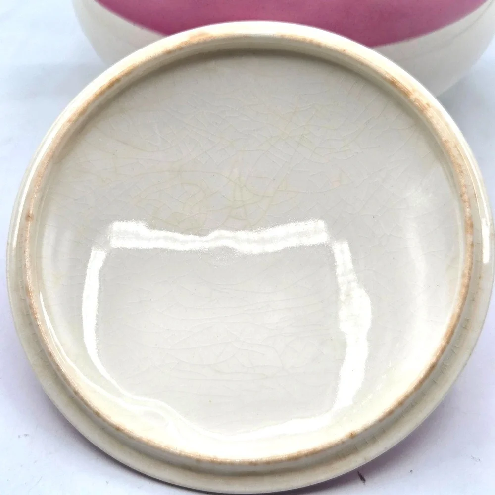 Large Vintage‎ Shabby Chic Covered Casserole Pink & Cream with Rose Unmarked